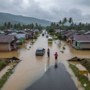 Hujan Guyur Pringsewu, Rumah Warga dan Jalan Lintas Barat Banjir