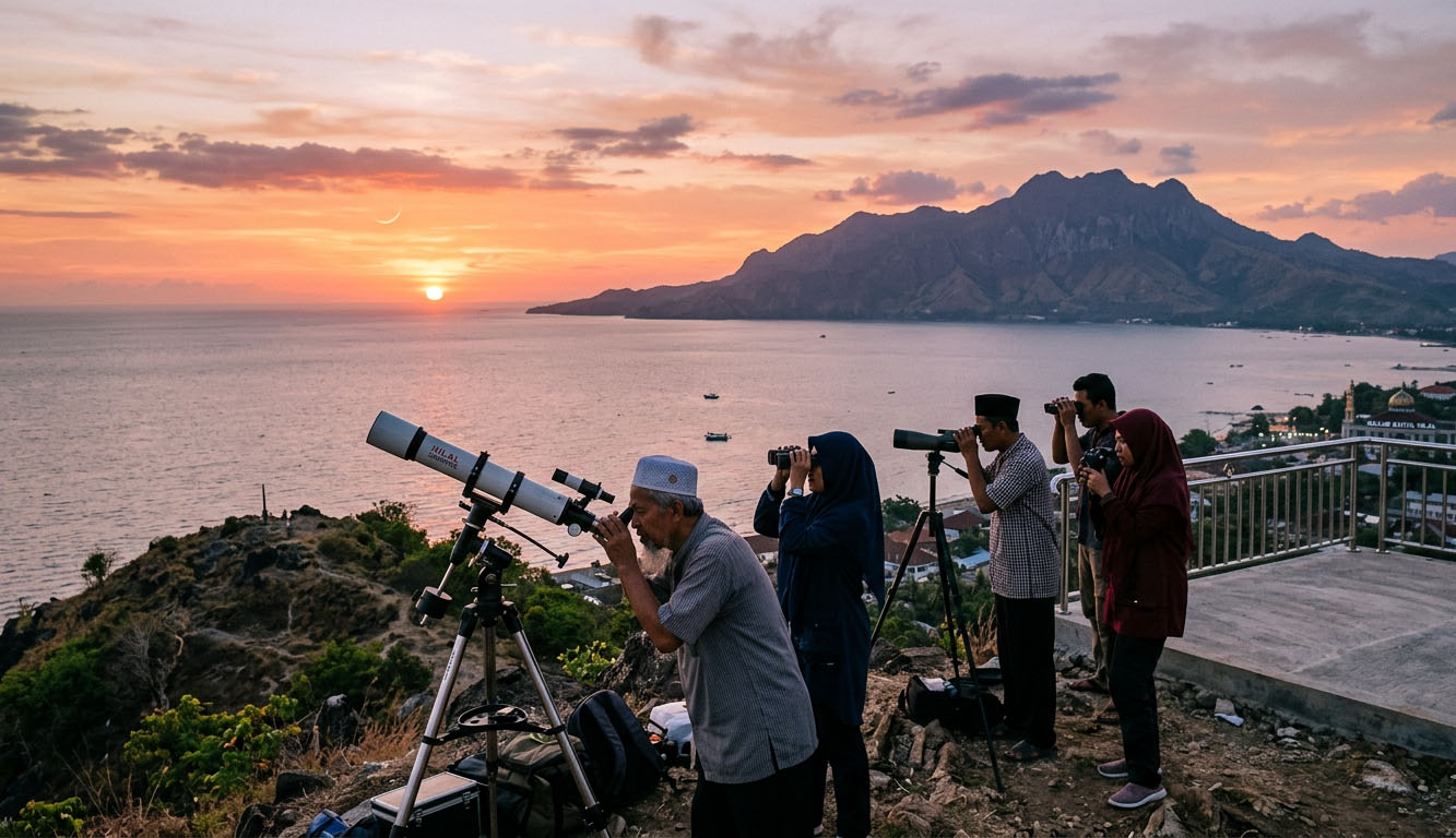 Orang meneropong bulan.