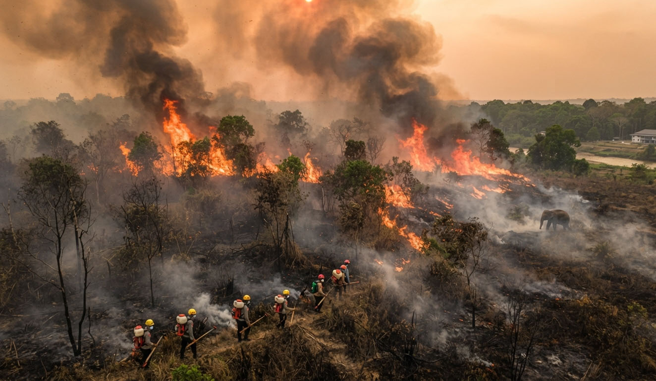 Hutan terbakar.